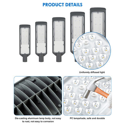 Lumière de rue LED imperméable à l'eau IP66 avec un rendement lumineux de 125lm/w et une tension d'entrée AC 85-265V pour l'éclairage routier extérieur