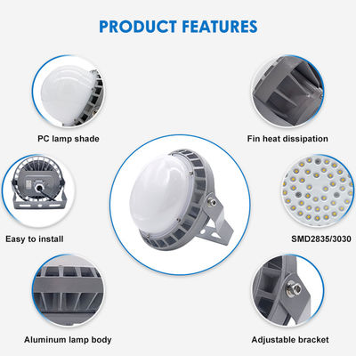 IP65 étanche à l'eau Industrial High Bay Light avec 5500-6500K température de couleur et aluminium + construction en verre trempé