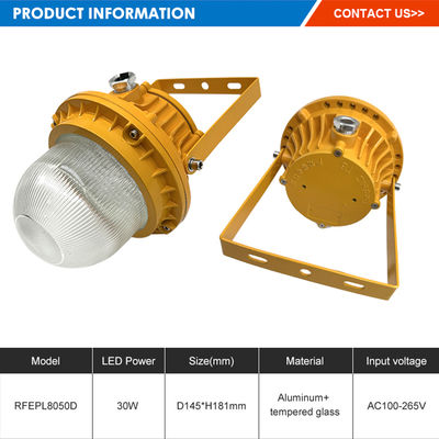 Projecteur LED haute luminosité antidéflagrant avec verre trempé en aluminium en 50W 100W 150W pour zones dangereuses