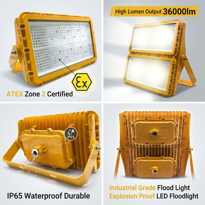 Projecteur LED antidéflagrant 600 W ATEX Zone 21 Zone 22 Anti-poussière Antistatique 78 000 lm IP66 Éclairage en aluminium