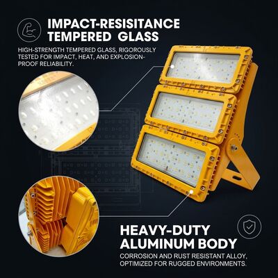 Projecteur antidéflagrant LED 300W longue durée 50000H 30 60 90 faisceaux LUMILEDS LM-80 ATEX IIb T6 IP65 luminaire dangereux