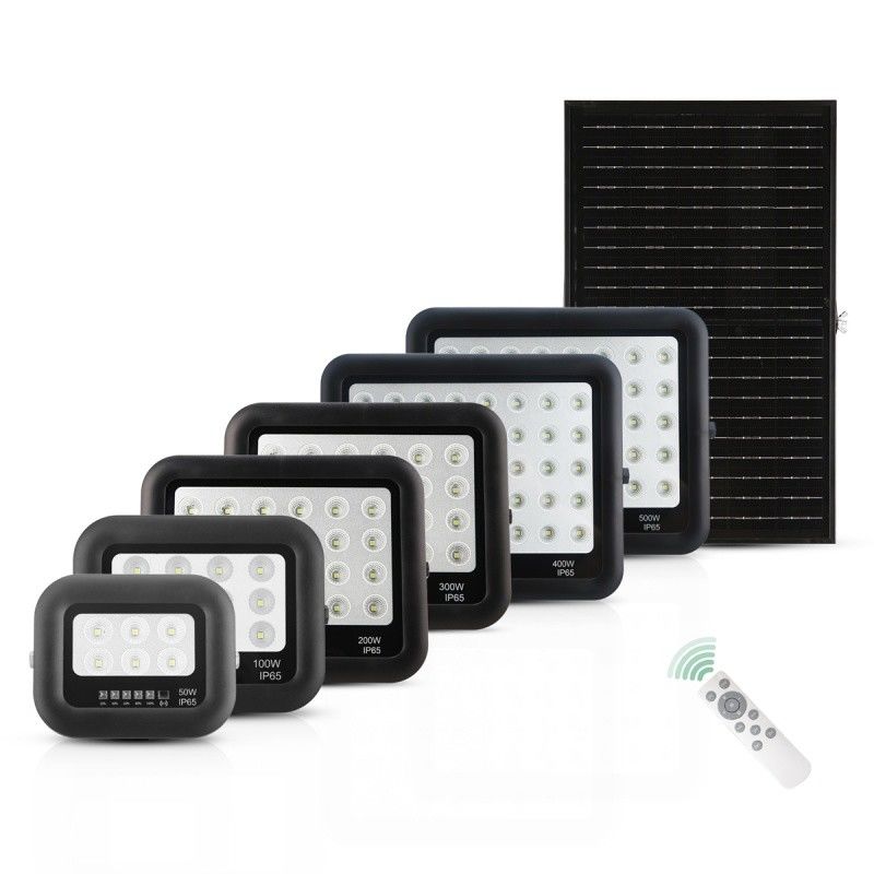 Projecteur solaire LED ABS noir avec télécommande 50W 100W 200W 300W 400W 500W