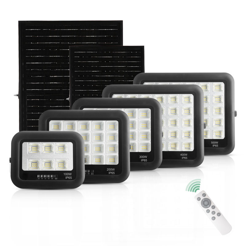 Projecteur solaire en verre trempé ABS IP65, lampe solaire 100w 200w 300w 400w 500w