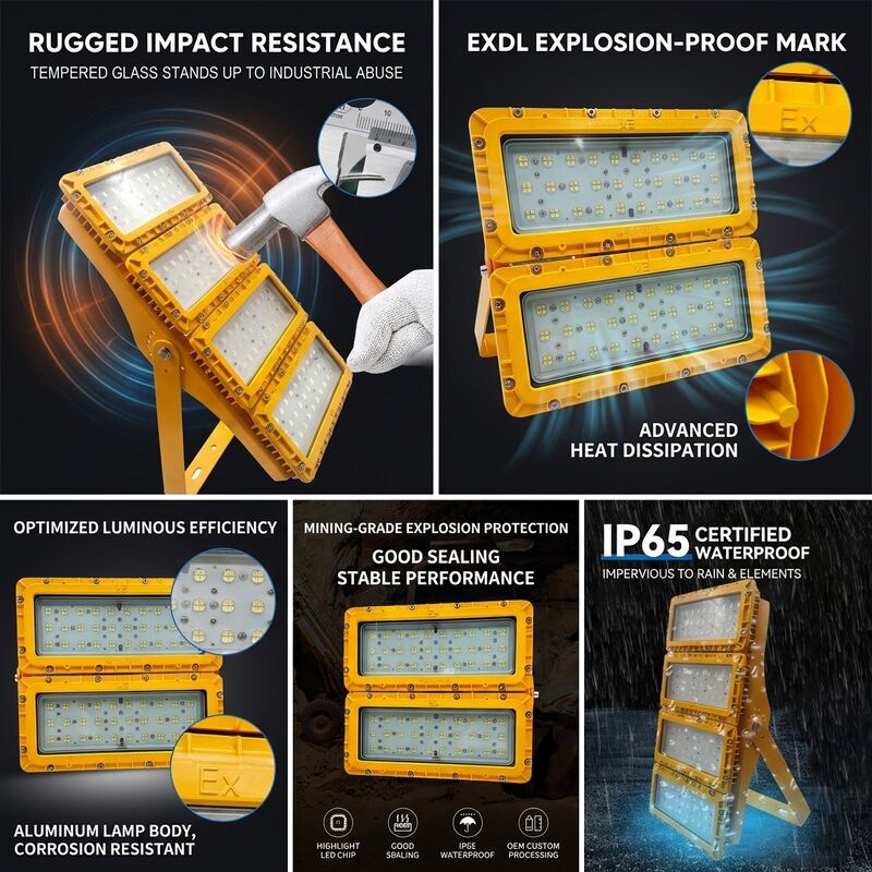 Projecteur LED antidéflagrant étanche IP65 600W -40C/60C LUMILEDS LM-80 ATEX IIb T6 WF2 pour zones dangereuses