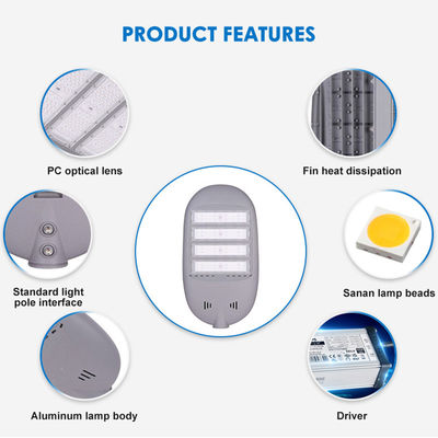Éclairage de rue LED à haute luminosité et à haut rendement lumineux IP65 Couleur aluminium