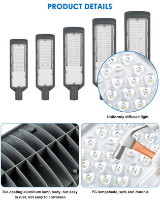 3000-6500K IP65 imperméable à l'eau 50 - 200w LED Street Light Aluminium moulé sous pression
