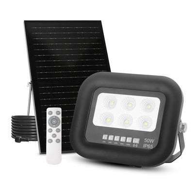 Éclairage extérieur Noir ABS Lumière solaire Télécommande 50w Projecteur solaire LED